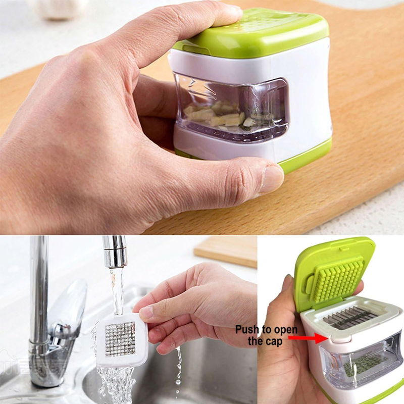 🧄 50 % rabatt ! Quick-Press vitlökshackare – Enkel hackning, rena händer! ✨ Med uppsamlingsbehållare, lätt att rengöra, 2 blad 🔪