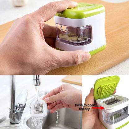 🧄 50 % rabatt ! Quick-Press vitlökshackare – Enkel hackning, rena händer! ✨ Med uppsamlingsbehållare, lätt att rengöra, 2 blad 🔪
