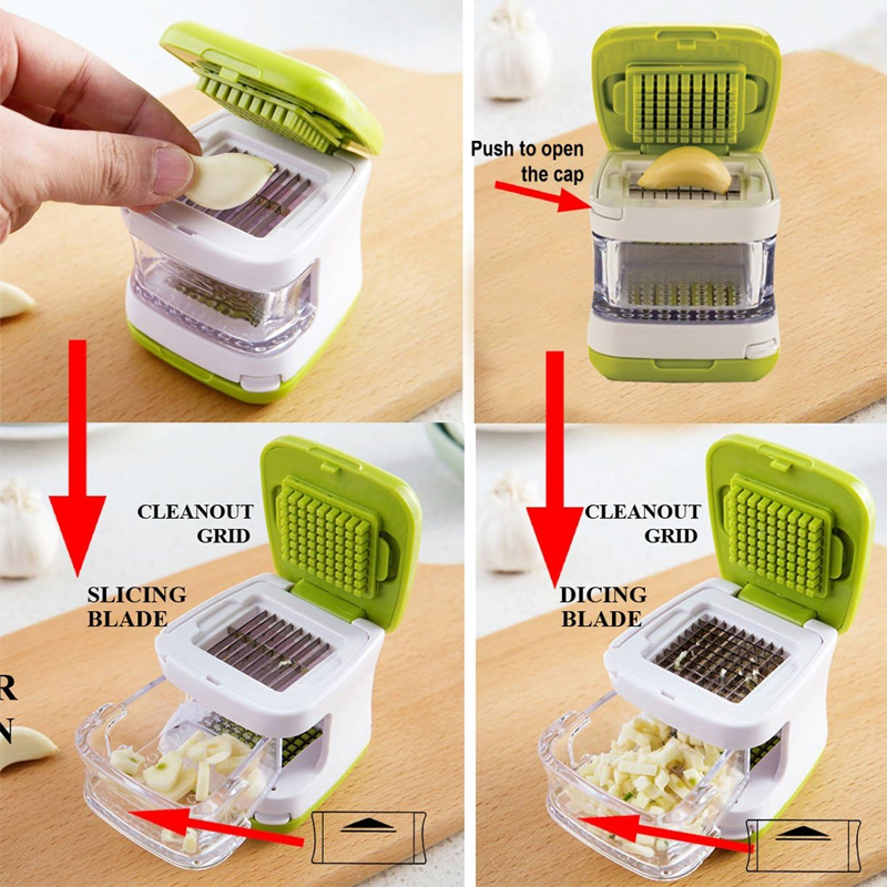 🧄 50 % rabatt ! Quick-Press vitlökshackare – Enkel hackning, rena händer! ✨ Med uppsamlingsbehållare, lätt att rengöra, 2 blad 🔪