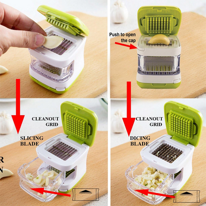 🧄 50 % rabatt ! Quick-Press vitlökshackare – Enkel hackning, rena händer! ✨ Med uppsamlingsbehållare, lätt att rengöra, 2 blad 🔪