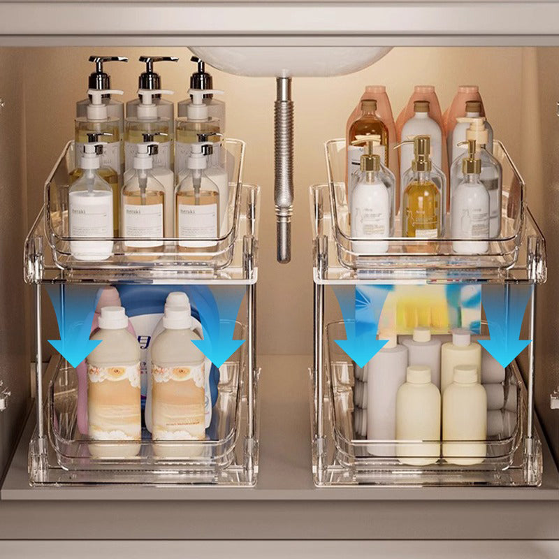 Multifunctionele uittrekbare organizer voor onder de gootsteen in de badkamer