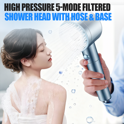 🔥 50 % Rabatt! 🚿 Högtrycksduschhuvud med filter – 5 strållägen, vattensparande handdusch