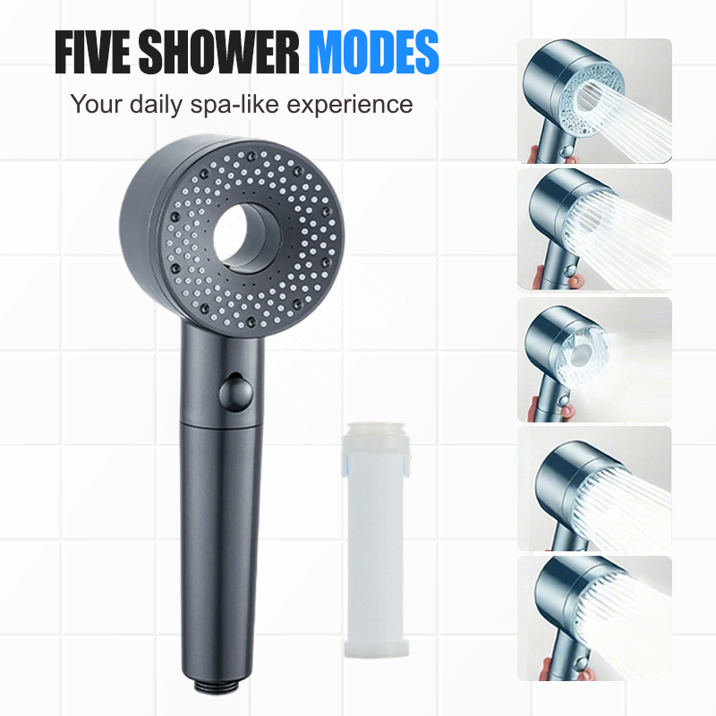 🔥 50 % Rabatt! 🚿 Högtrycksduschhuvud med filter – 5 strållägen, vattensparande handdusch