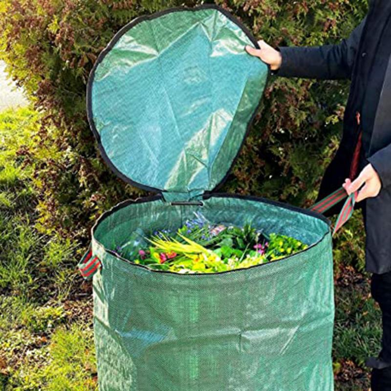 Återanvändbara hopfällbara trädgårdssäckar med praktiska handtag
