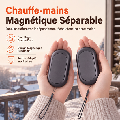 Magnetisk delbar 2-i-1 uppladdningsbar handvärmare, mini bärbar USB elektrisk handvärmare