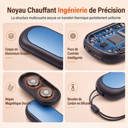 Magnetisk delbar 2-i-1 uppladdningsbar handvärmare, mini bärbar USB elektrisk handvärmare