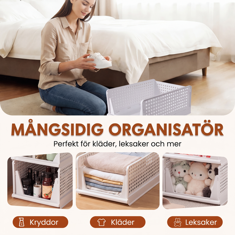 Stapelbar garderobsorganisatör med utdragbar låda
