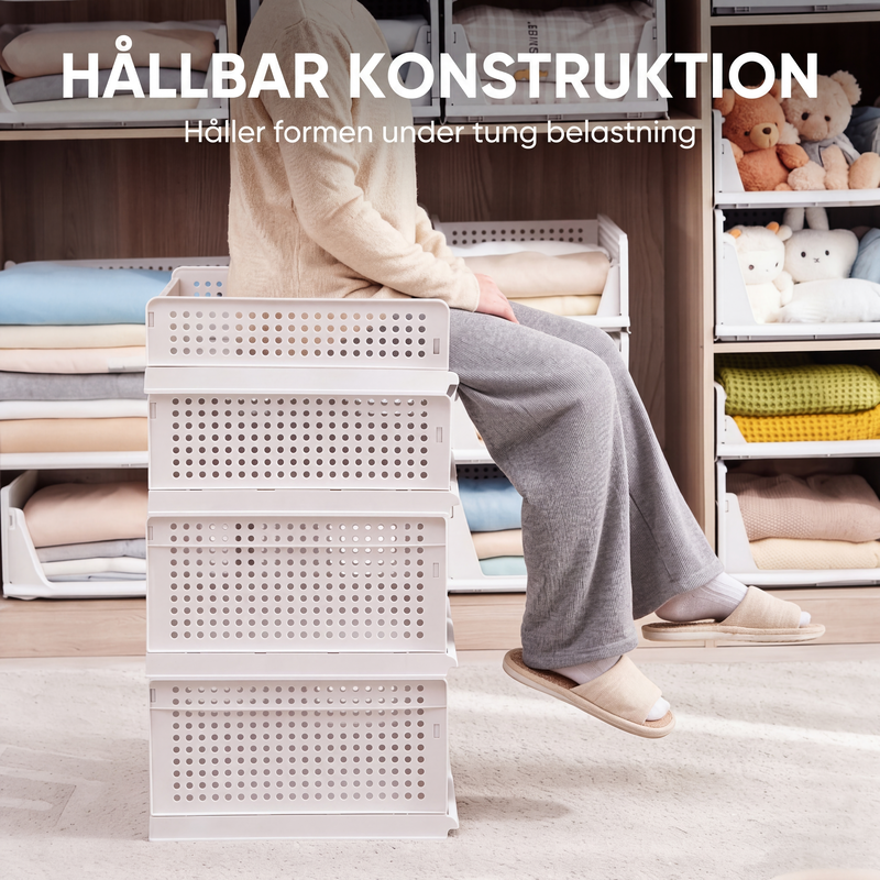 Stapelbar garderobsorganisatör med utdragbar låda