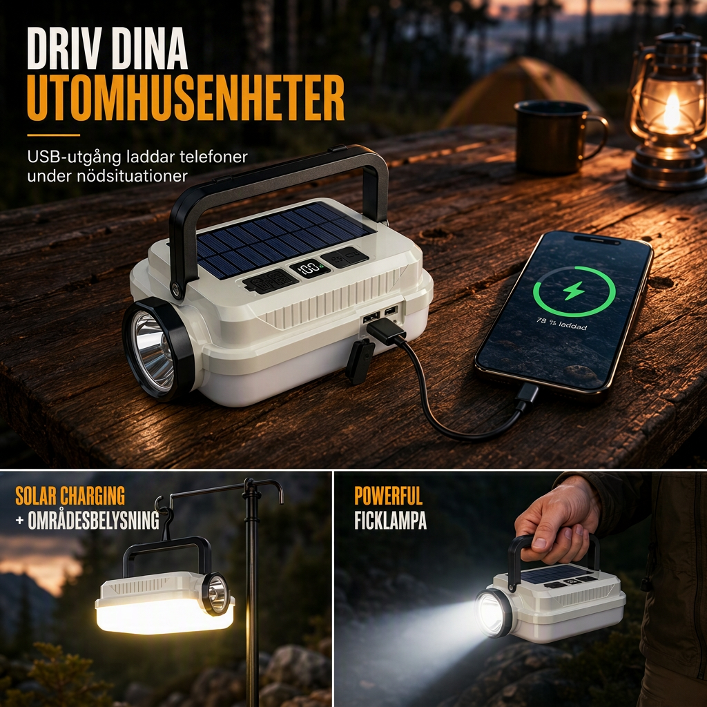 🏕️50 % RABATT!☀️Solcellsdriven, uppladdningsbar LED-campinglykta – väderbeständig, bärbar, mångsidig ✨