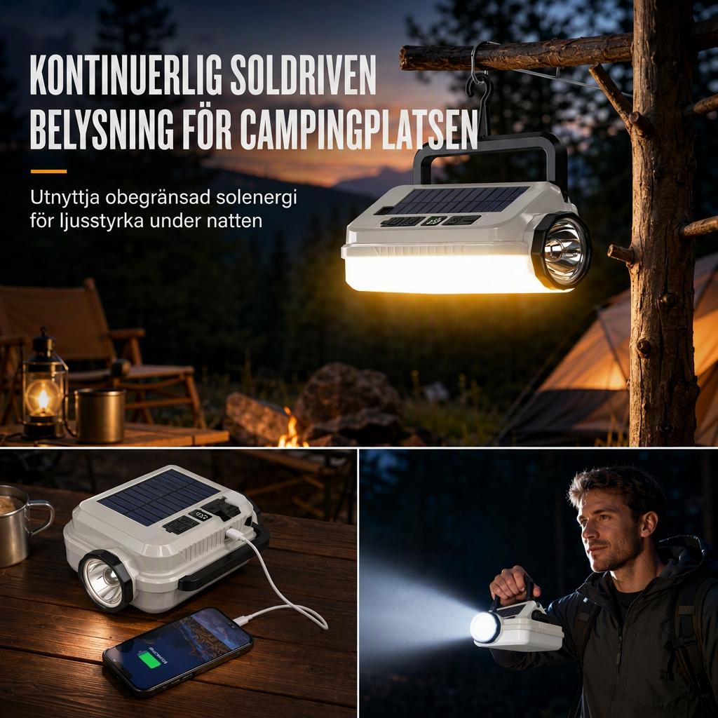 🏕️50 % RABATT!☀️Solcellsdriven, uppladdningsbar LED-campinglykta – väderbeständig, bärbar, mångsidig ✨