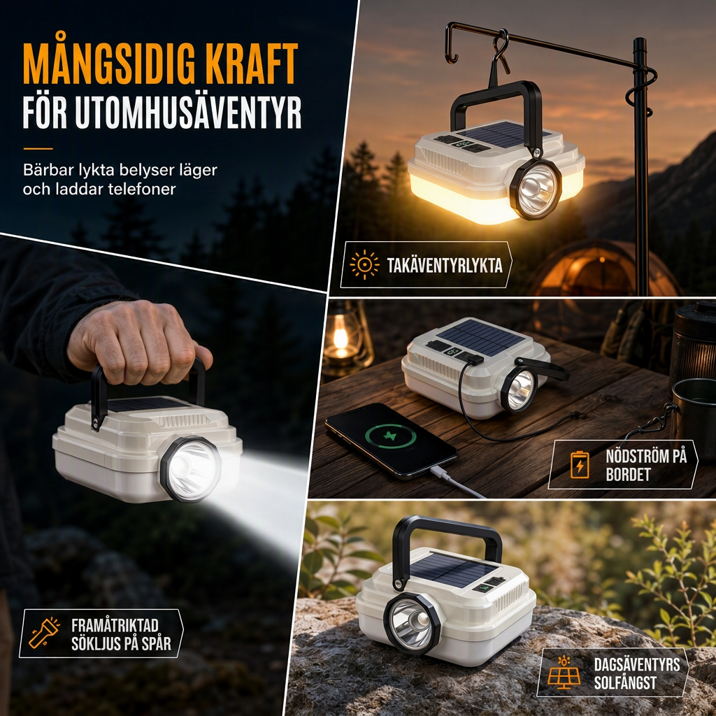 🏕️50 % RABATT!☀️Solcellsdriven, uppladdningsbar LED-campinglykta – väderbeständig, bärbar, mångsidig ✨