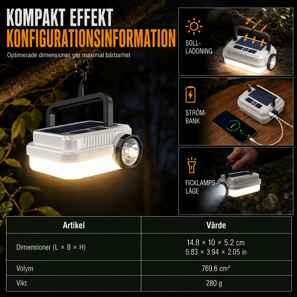 🏕️50 % RABATT!☀️Solcellsdriven, uppladdningsbar LED-campinglykta – väderbeständig, bärbar, mångsidig ✨
