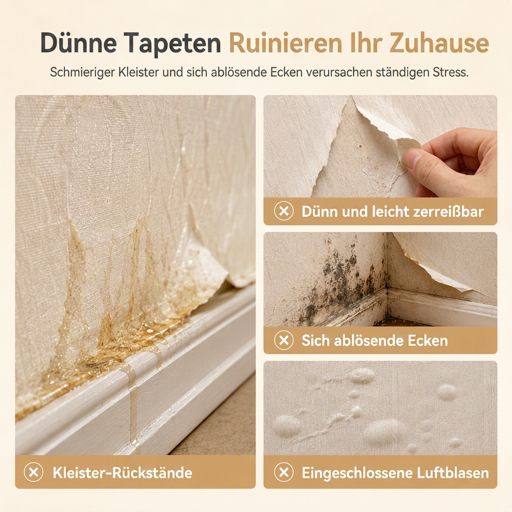 🏠 50% RABATT! 🎨 3D-strukturerad non-woven tapet – Förtjockad, självhäftande & för fondväggar ✨