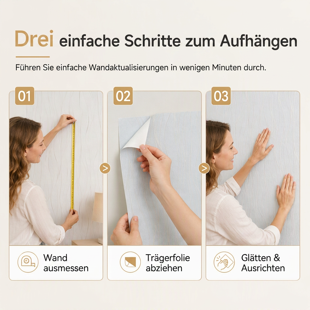 🏠 50% RABATT! 🎨 3D-strukturerad non-woven tapet – Förtjockad, självhäftande & för fondväggar ✨