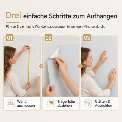 🏠 50% RABATT! 🎨 3D-strukturerad non-woven tapet – Förtjockad, självhäftande & för fondväggar ✨