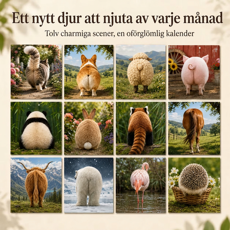 Rolig väggkalender med djurkulor