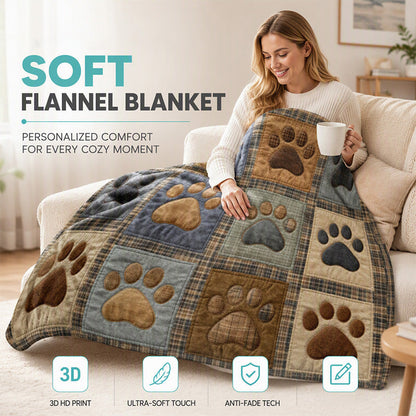 🐾 50% RABATT! ✨ Söt flanellfilt med tassavtryck – Mysig värme, levande och hållbart tryck & mångsidig för vardagsbruk – Underbar komfort för sovrum, soffor & djurvänliga hem 🛋️