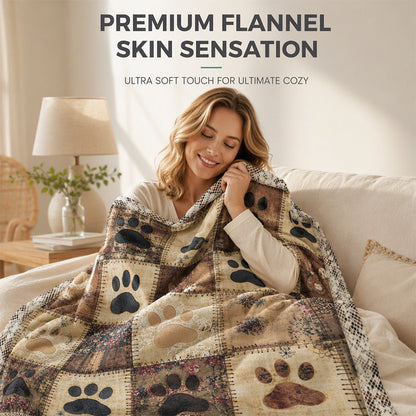 🐾 50% RABATT! ✨ Söt flanellfilt med tassavtryck – Mysig värme, levande och hållbart tryck & mångsidig för vardagsbruk – Underbar komfort för sovrum, soffor & djurvänliga hem 🛋️