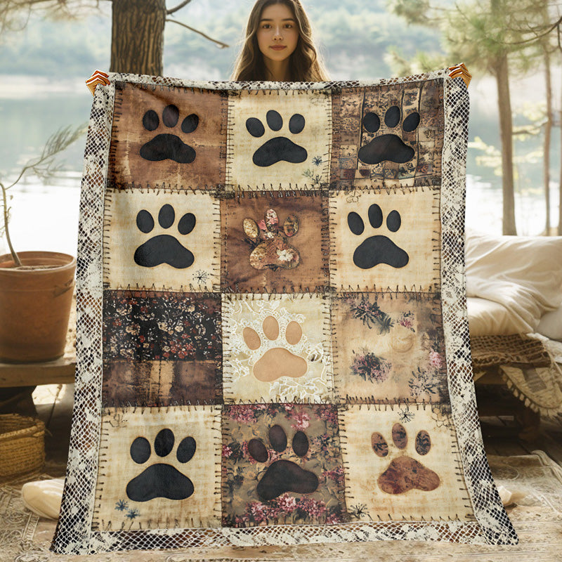 🐾 50% RABATT! ✨ Söt flanellfilt med tassavtryck – Mysig värme, levande och hållbart tryck & mångsidig för vardagsbruk – Underbar komfort för sovrum, soffor & djurvänliga hem 🛋️
