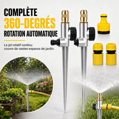 🌱 FLASH REA: 50% RABATT! 360° Roterande Vattenspridare – Mässingsmunstycke & Aluminiumspett för Jämn Trädgårdsbevattning 💦✨