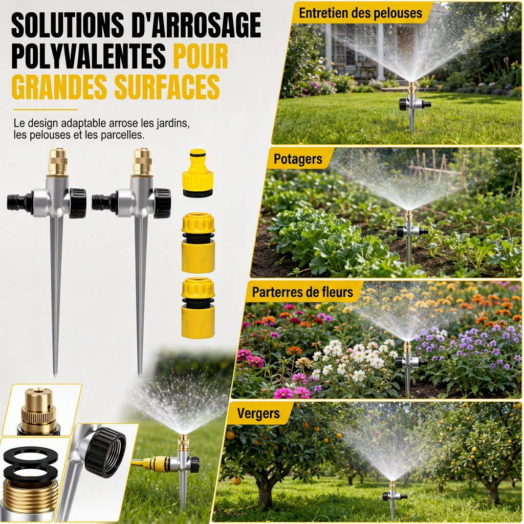 🌱 FLASH REA: 50% RABATT! 360° Roterande Vattenspridare – Mässingsmunstycke & Aluminiumspett för Jämn Trädgårdsbevattning 💦✨