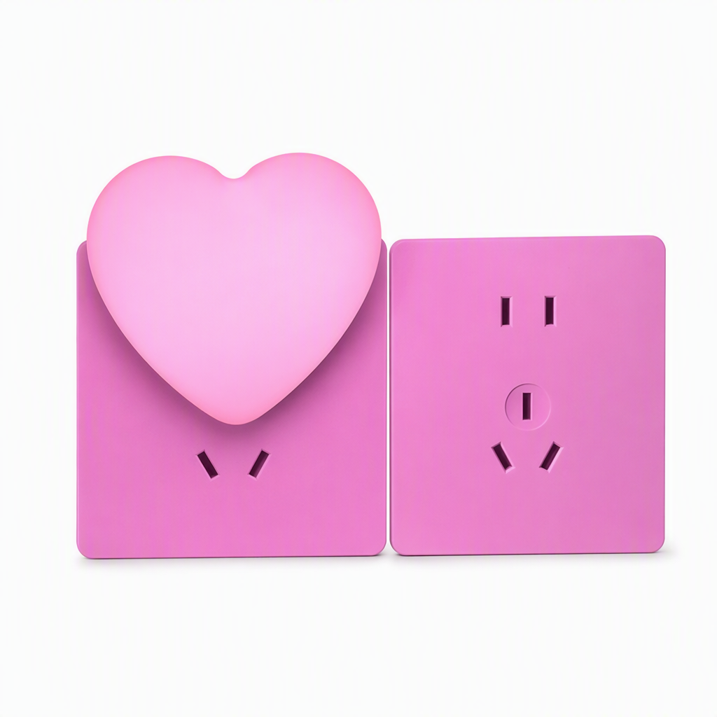 US Plug LED Plug in Night Light with Light Control Sensor Cute Heart Shaped Wall Lamp for Bedroom Sleep Atmosphere