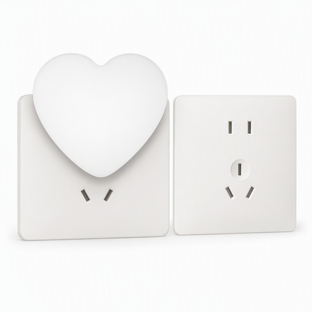 US Plug LED Plug in Night Light with Light Control Sensor Cute Heart Shaped Wall Lamp for Bedroom Sleep Atmosphere