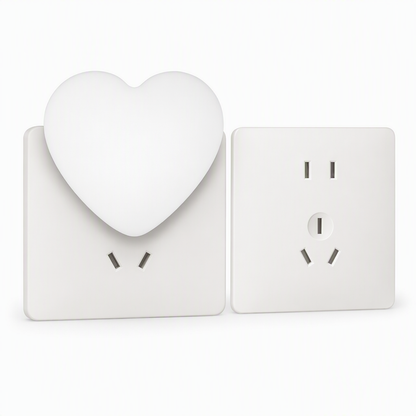 US Plug LED Plug in Night Light with Light Control Sensor Cute Heart Shaped Wall Lamp for Bedroom Sleep Atmosphere