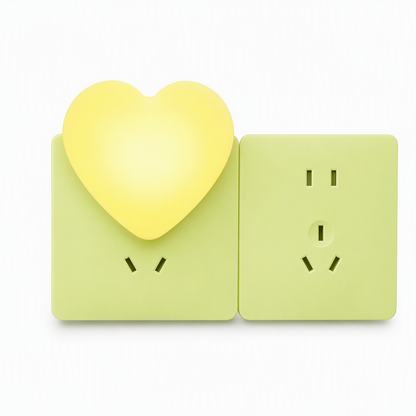 US Plug LED Plug in Night Light with Light Control Sensor Cute Heart Shaped Wall Lamp for Bedroom Sleep Atmosphere