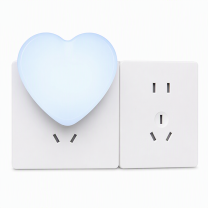 US Plug LED Plug in Night Light with Light Control Sensor Cute Heart Shaped Wall Lamp for Bedroom Sleep Atmosphere