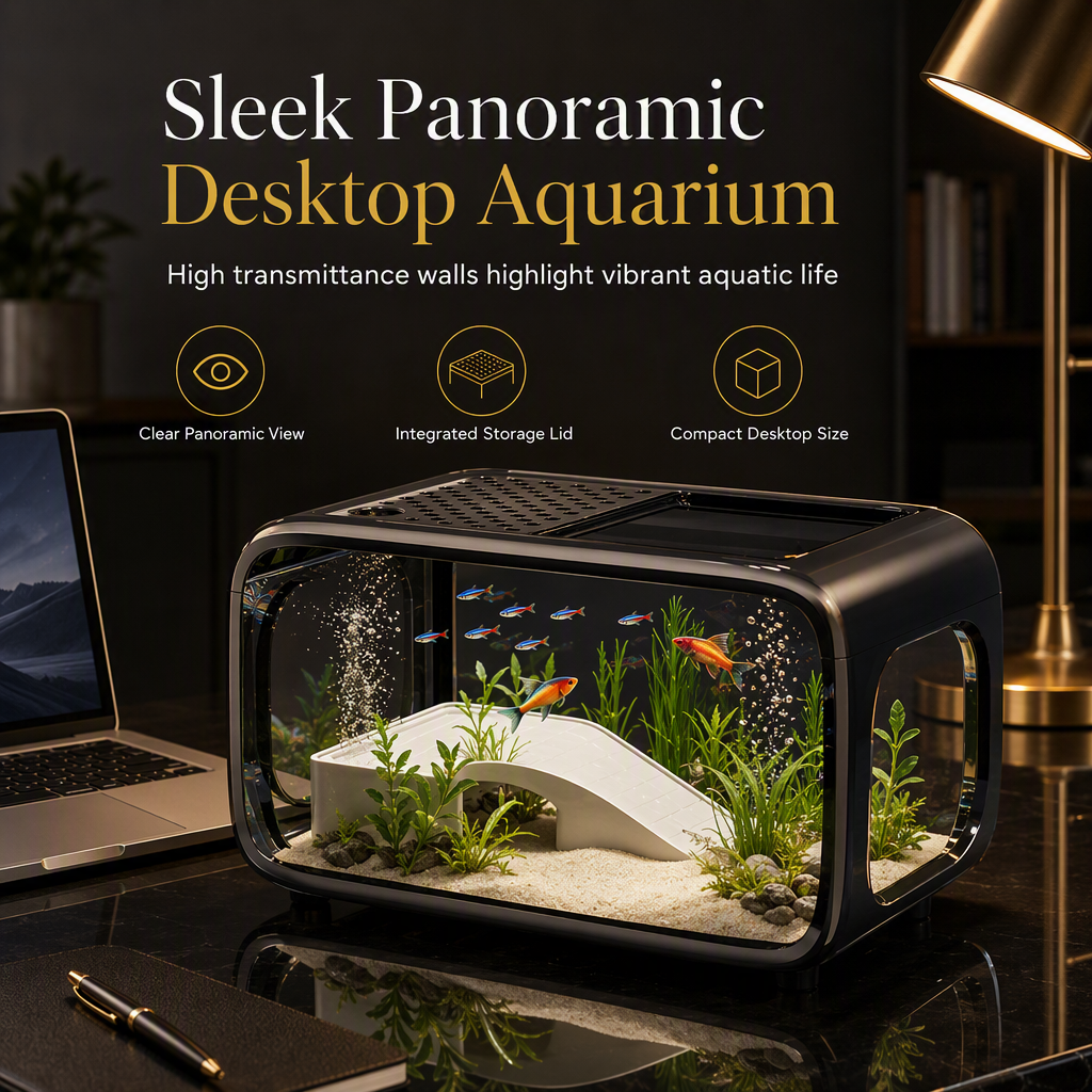 🐠 Spara 50%! 🏠 Transparent Akvarium – Med lock, dekorativt & perfekt för vardagsrummet ✨