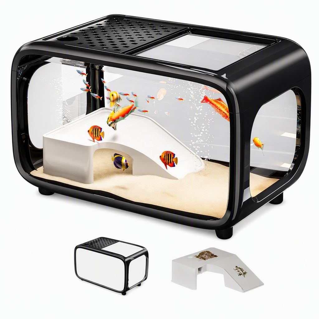 🐠 Spara 50%! 🏠 Transparent Akvarium – Med lock, dekorativt & perfekt för vardagsrummet ✨