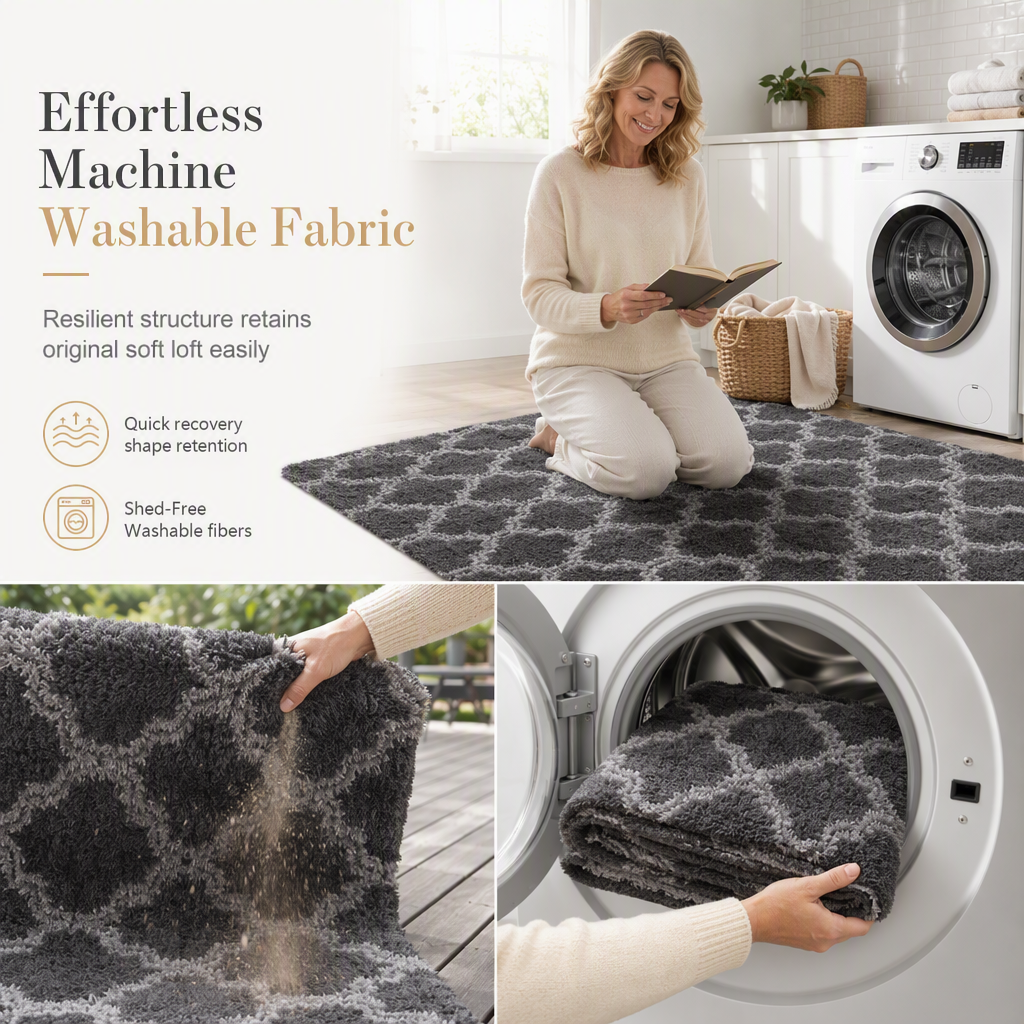🛋️ 50 % RABATT! ✨ Tjock och mjuk luggmatta – exklusiv tie-dye-design med gradient, värmeisolerande vaddering och halkskydd – mysig komfort i varje rum 🏠