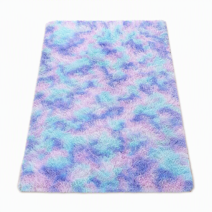 🛋️ 50 % RABATT! ✨ Tjock och mjuk luggmatta – exklusiv tie-dye-design med gradient, värmeisolerande vaddering och halkskydd – mysig komfort i varje rum 🏠