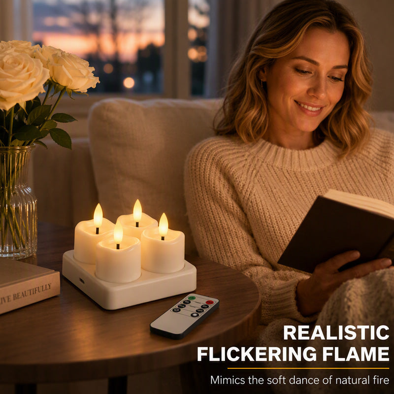 Uppladdningsbara flamlösa LED-värmeljus