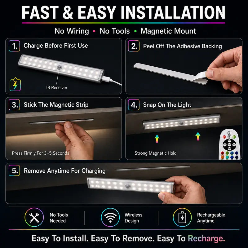 Magnetic Motion Sensor RGB LED Light