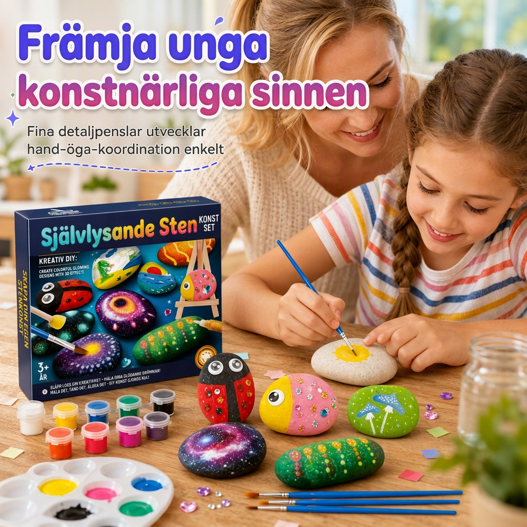 Kreativt gör-det-själv-kit för barn: Måla stenar, småsten och snäckor – konst- och hantverksset