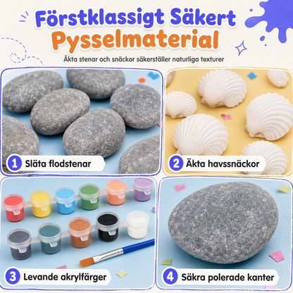 Kreativt gör-det-själv-kit för barn: Måla stenar, småsten och snäckor – konst- och hantverksset