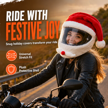 🏍️ Spara 50 %! 🎅 Plyschöverdrag för hjälm – Rolig & festlig design, universell passform ✨