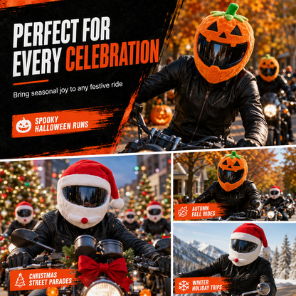 🏍️ Spara 50 %! 🎅 Plyschöverdrag för hjälm – Rolig & festlig design, universell passform ✨