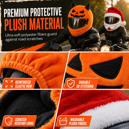 🏍️ Spara 50 %! 🎅 Plyschöverdrag för hjälm – Rolig & festlig design, universell passform ✨