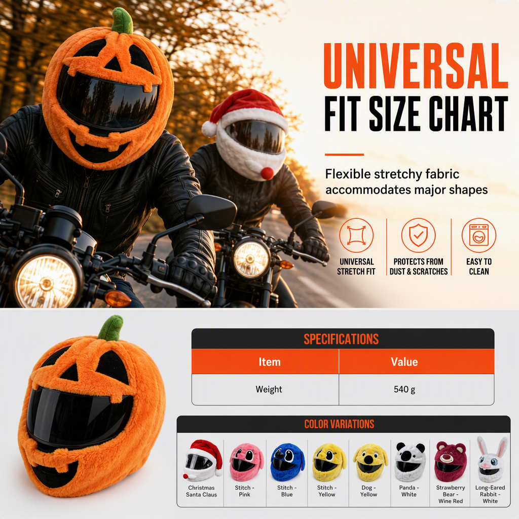 🏍️ Spara 50 %! 🎅 Plyschöverdrag för hjälm – Rolig & festlig design, universell passform ✨