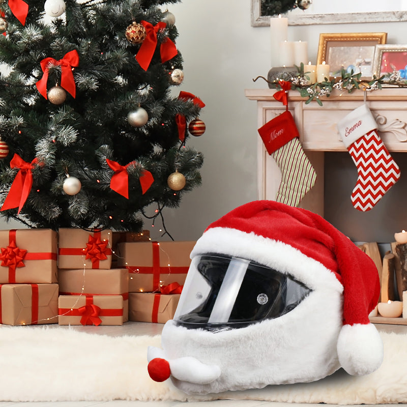 🏍️ Spara 50 %! 🎅 Plyschöverdrag för hjälm – Rolig & festlig design, universell passform ✨