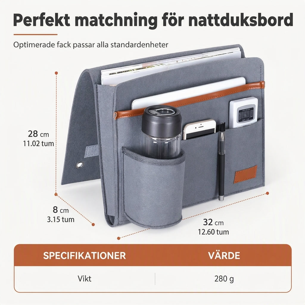 📢📢40 % RABATT !! ⏰Minimalistisk förvaringsficka i filt att hänga vid sängen, förvaringsväska för studenthem, 1-pack