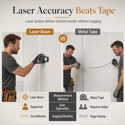 🎯 BLIXTERBJUDANDE: 50% RABATT! Uppladdningsbar Laseravståndsmätare med Hög Precision – Mätning av Avstånd/Area/Volym & Röstuppläsning för Enmansmätning på Några Minuter 📏✨