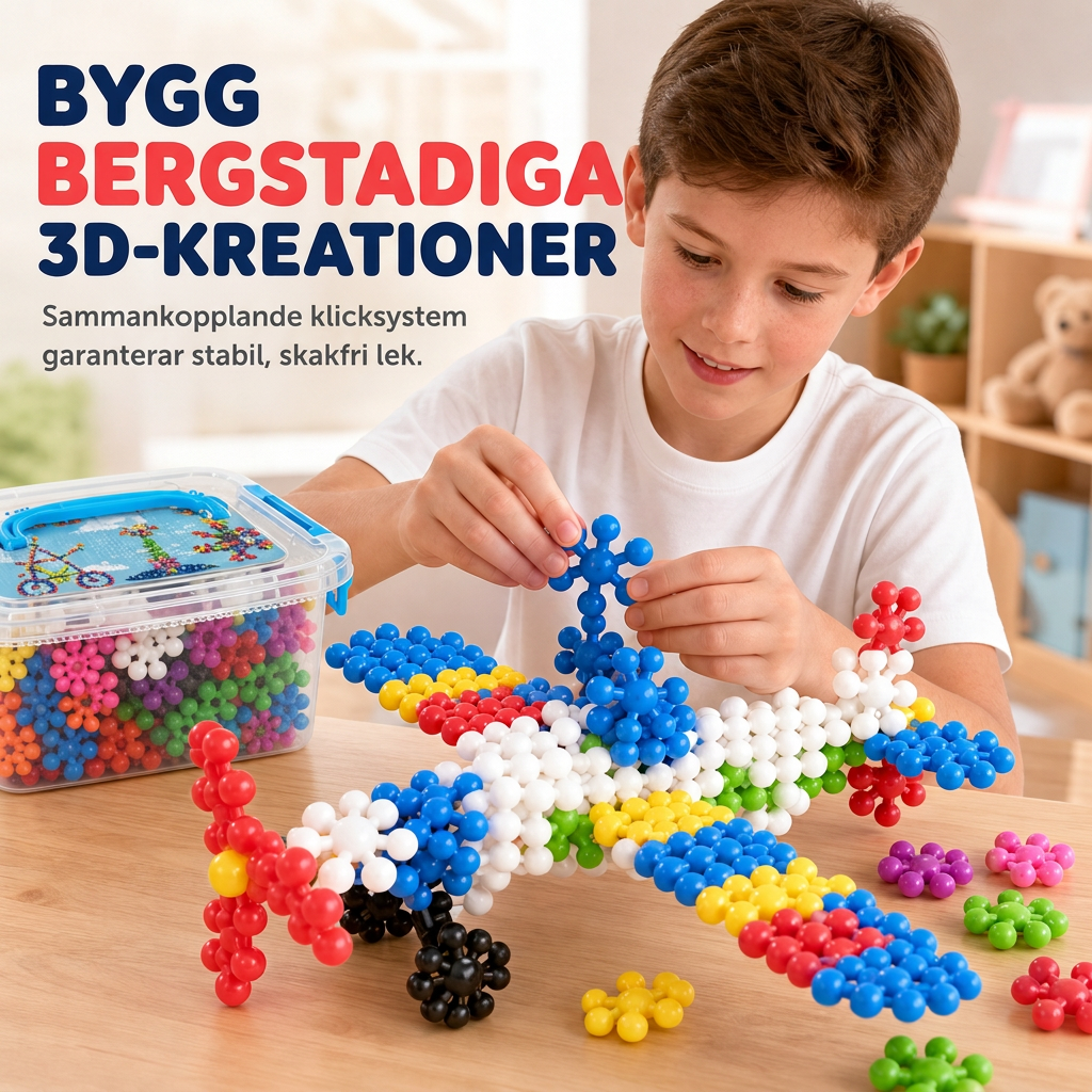 Barns 3D-sammanfogade snöflingebyggklossar