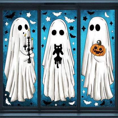 Söta & Roliga Halloween-Spöken Statiska Fönsterdekorationer