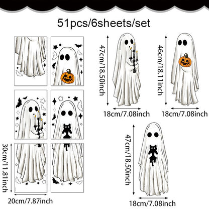 Söta & Roliga Halloween-Spöken Statiska Fönsterdekorationer