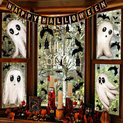 Söta & Roliga Halloween-Spöken Statiska Fönsterdekorationer