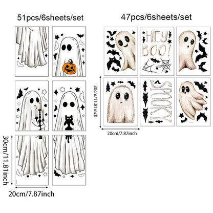Söta & Roliga Halloween-Spöken Statiska Fönsterdekorationer